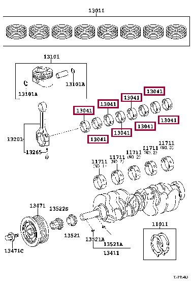 Toyota 13041-38060-04 Вкладиші шатунові 130413806004: Приваблива ціна - Купити у Польщі на 2407.PL!