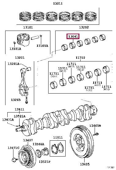 Toyota 13041-46013-04 Panewki korbowodowe 130414601304: Dobra cena w Polsce na 2407.PL - Kup Teraz!