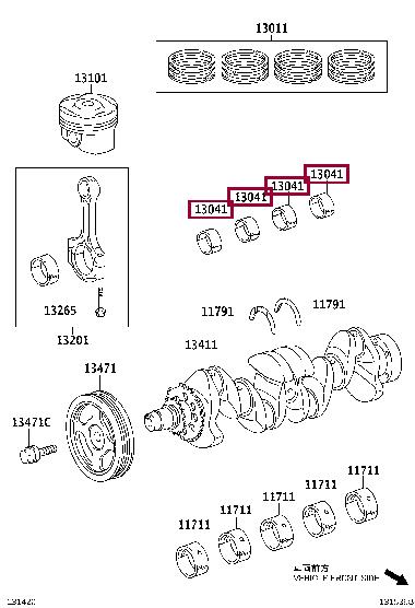 Toyota 13041-47011-01 Вкладиші шатунові 130414701101: Приваблива ціна - Купити у Польщі на 2407.PL!