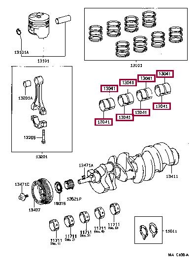 Toyota 13041-50031-03 Вкладыши шатунные 130415003103: Отличная цена - Купить в Польше на 2407.PL!