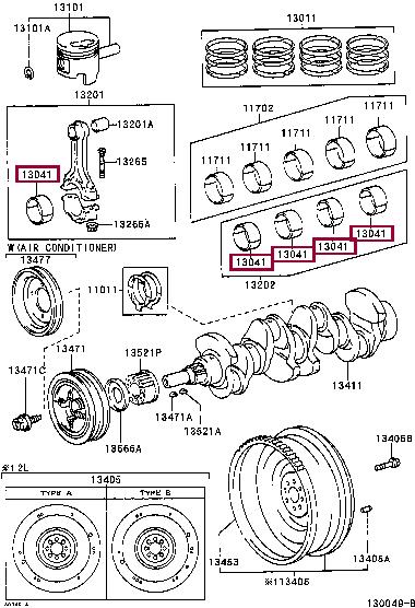 Toyota 13041-54042-01 Вкладиші шатунові 130415404201: Приваблива ціна - Купити у Польщі на 2407.PL!