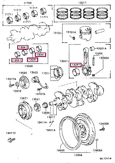 Toyota 13041-56030-02 Вкладыши шатунные 130415603002: Отличная цена - Купить в Польше на 2407.PL!