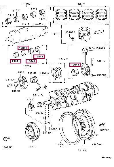 Toyota 13041-58032-02 Panewki korbowodowe 130415803202: Dobra cena w Polsce na 2407.PL - Kup Teraz!