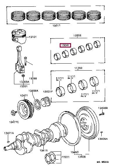 Toyota 13041-62010-02 Connecting rod bearing 130416201002: Buy near me at 2407.PL in Poland at an Affordable price!