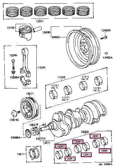 Toyota 13041-65020-01 Вкладыши шатунные 130416502001: Отличная цена - Купить в Польше на 2407.PL!