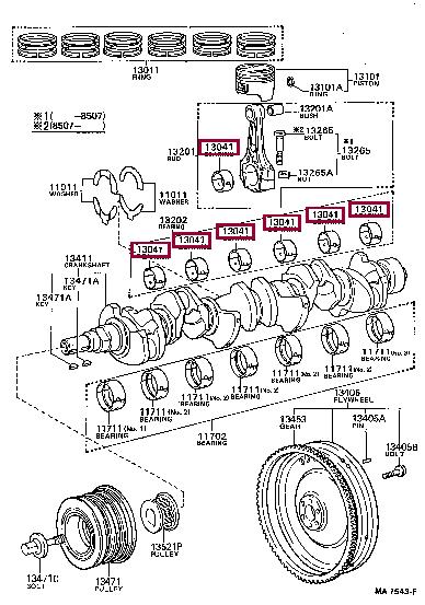 Toyota 13041-70021-03 Вкладыши шатунные 130417002103: Отличная цена - Купить в Польше на 2407.PL!