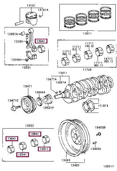 Toyota 13041-74030-03 Panewki korbowodowe 130417403003: Dobra cena w Polsce na 2407.PL - Kup Teraz!