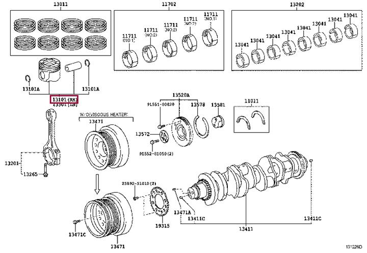 Toyota 131010W021C0 Поршень з кільцями, комплект 131010W021C0: Приваблива ціна - Купити у Польщі на 2407.PL!