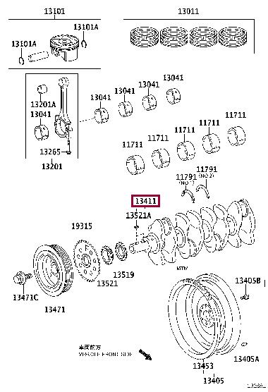 Toyota 13401-37010 Вал колінчастий 1340137010: Приваблива ціна - Купити у Польщі на 2407.PL!