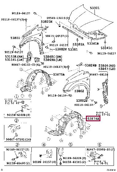 Toyota 53876-0F012 Підкрилок 538760F012: Приваблива ціна - Купити у Польщі на 2407.PL!