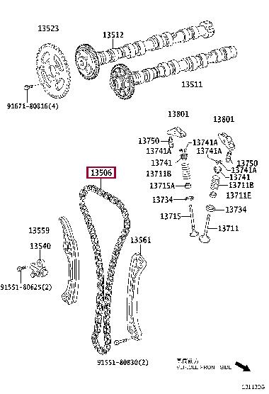 Toyota 13506-26010 Цепь ГРМ 1350626010: Отличная цена - Купить в Польше на 2407.PL!