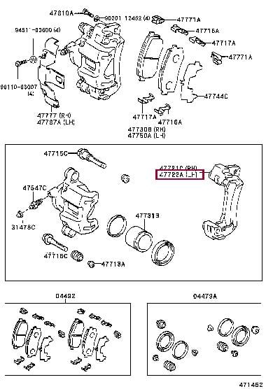 Toyota 47722-60020 Brake caliper bracket 4772260020: Buy near me at 2407.PL in Poland at an Affordable price!