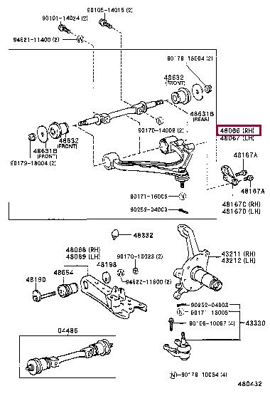 Toyota 48066-29075 Suspension arm front upper right 4806629075: Buy near me in Poland at 2407.PL - Good price!