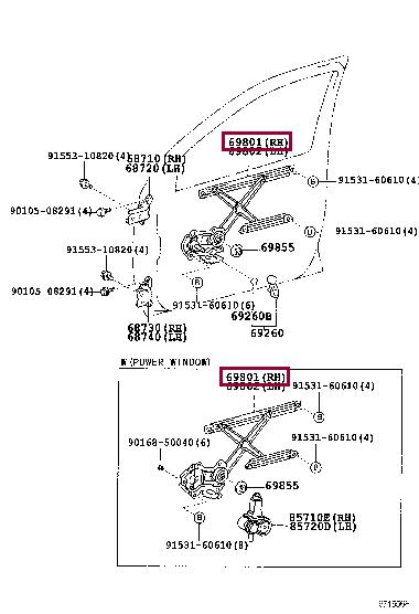 Toyota 69801-52010 Склопідіймач 6980152010: Приваблива ціна - Купити у Польщі на 2407.PL!