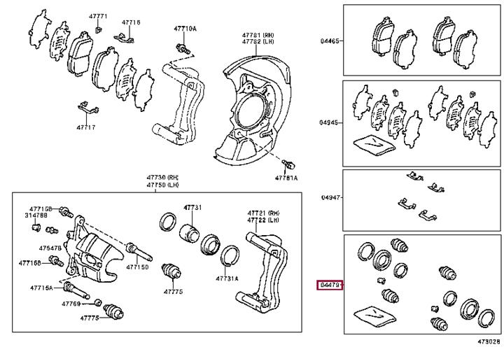 Toyota 04479-33130 Ремкомплект гальмівного супорта 0447933130: Приваблива ціна - Купити у Польщі на 2407.PL!