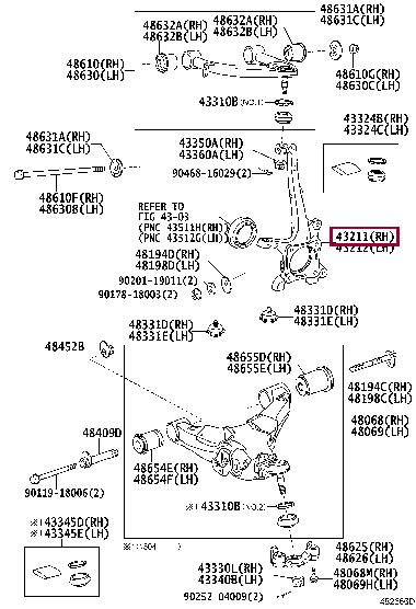 Toyota 43211-60190 Кулак поворотний правий 4321160190: Приваблива ціна - Купити у Польщі на 2407.PL!