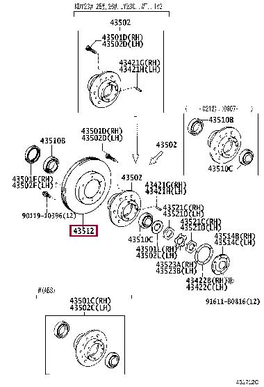 Toyota 43512-25061 Диск гальмівний 4351225061: Приваблива ціна - Купити у Польщі на 2407.PL!