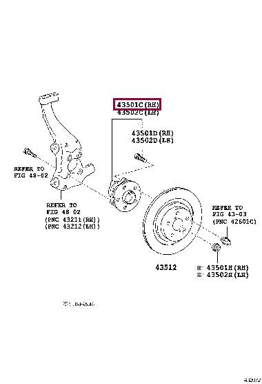 Toyota 43550-50043 Wheel hub with front bearing 4355050043: Buy near me at 2407.PL in Poland at an Affordable price!
