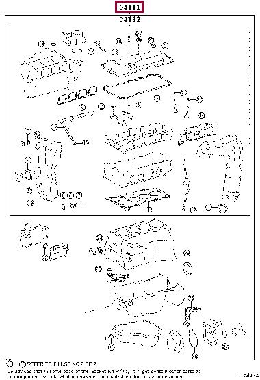 Toyota 04111-36152 Dichtungsvollsatz, Motor 0411136152: Kaufen Sie zu einem guten Preis in Polen bei 2407.PL!