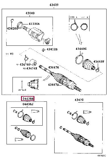 Toyota 04438-02170 Bellow, driveshaft 0443802170: Buy near me in Poland at 2407.PL - Good price!