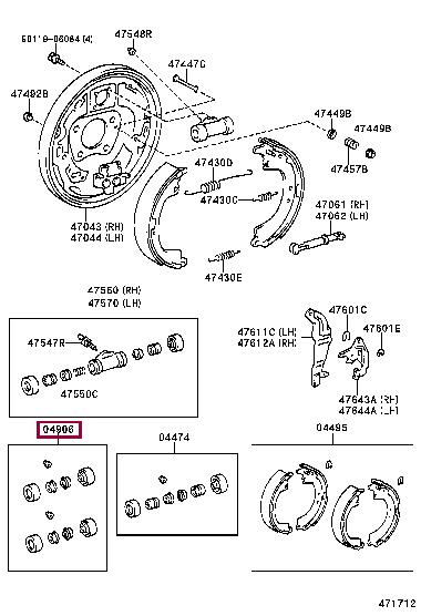 Toyota 04906-42020 CUP KIT, REAR WHEEL 0490642020: Buy near me in Poland at 2407.PL - Good price!