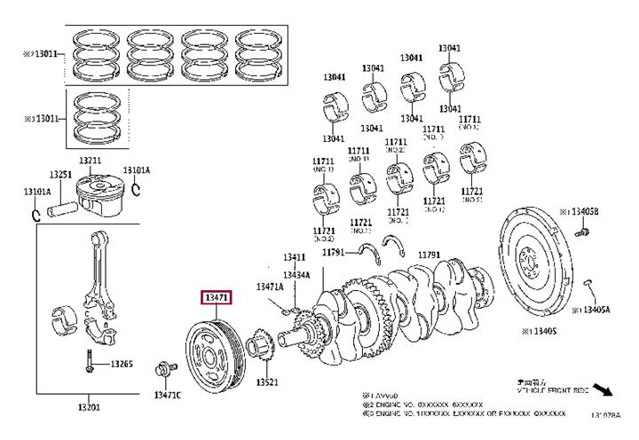Toyota 13470-36010 Pulley crankshaft 1347036010: Buy near me in Poland at 2407.PL - Good price!