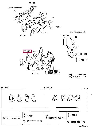 Toyota 17177-54021 Uszczelka kolektora wlotowego 1717754021: Dobra cena w Polsce na 2407.PL - Kup Teraz!