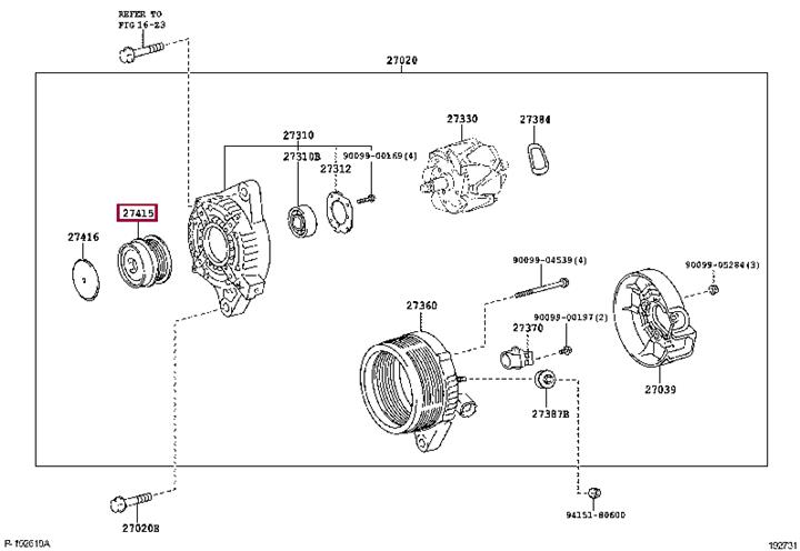 Belt pulley generator Toyota 27415-0T060