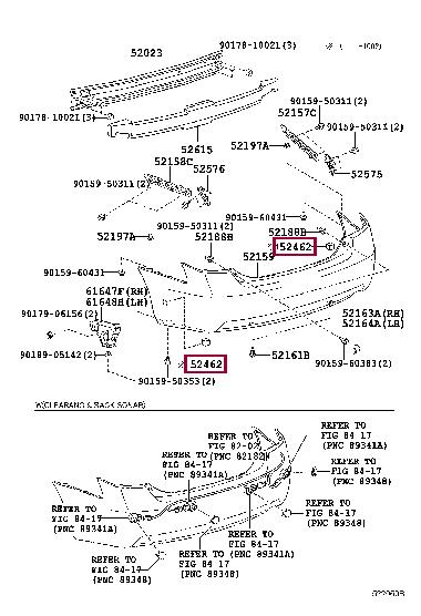 Toyota 52462-33010 PAD, RR BUMPER, RH 5246233010: Buy near me in Poland at 2407.PL - Good price!