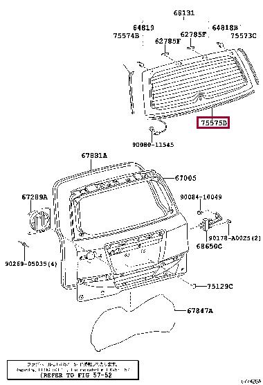 Toyota 75575-42020 Okno formowanie tylnej klapy (drzwi 3/5 minuty tyłu) (niższy) 7557542020: Dobra cena w Polsce na 2407.PL - Kup Teraz!