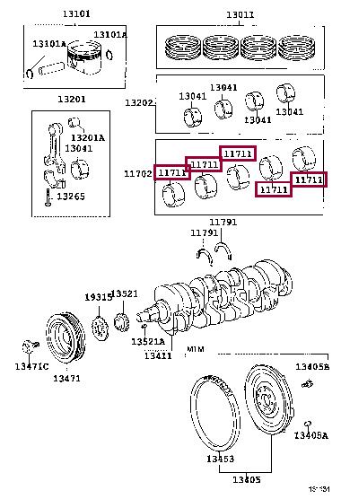 Toyota 11701-22020-01 Вкладыши 117012202001: Отличная цена - Купить в Польше на 2407.PL!