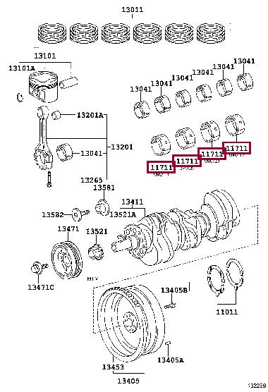 Toyota 11701-31080-04 Вкладыши 117013108004: Отличная цена - Купить в Польше на 2407.PL!