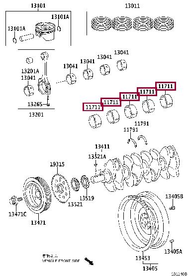 Toyota 11701-37021-01 Main bearings, crankshaft 117013702101: Buy near me in Poland at 2407.PL - Good price!