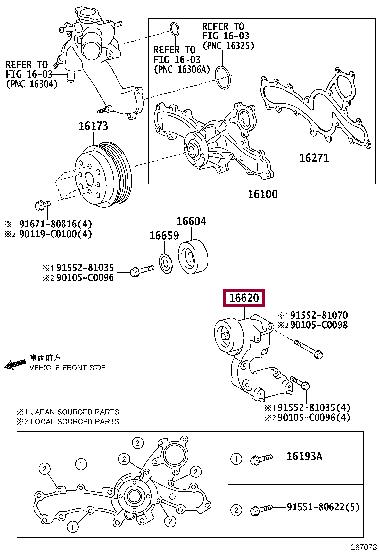 Toyota 16620-31021 V-ribbed belt tensioner (drive) roller 1662031021: Buy near me in Poland at 2407.PL - Good price!