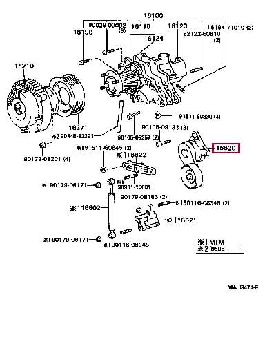 

rolka napinacza, pasek klinowy wielorowkowy 1662046060 Toyota