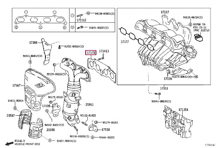 Toyota 17173-0H020 Прокладка випускного колектора 171730H020: Приваблива ціна - Купити у Польщі на 2407.PL!