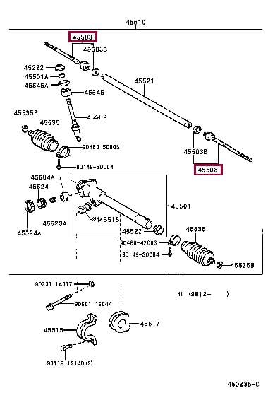 Toyota 45503-29665 Drążek kierowniczy 4550329665: Dobra cena w Polsce na 2407.PL - Kup Teraz!