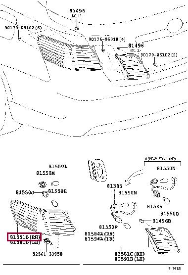 Toyota 81551-33350 Rückleuchte rechts 8155133350: Kaufen Sie zu einem guten Preis in Polen bei 2407.PL!