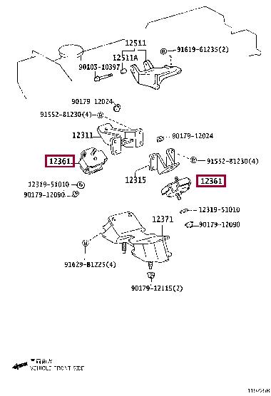 Toyota 12361-17091 Poduszka silnika 1236117091: Dobra cena w Polsce na 2407.PL - Kup Teraz!