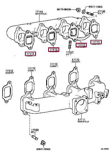 Toyota 17173-56010 Exhaust manifold dichtung 1717356010: Buy near me in Poland at 2407.PL - Good price!