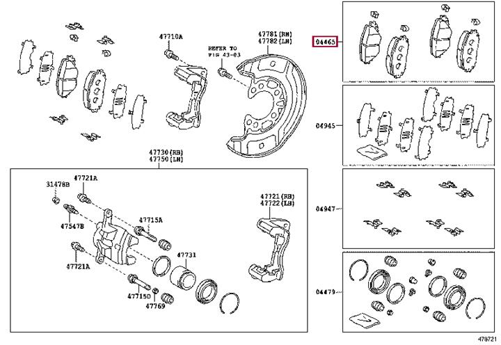 Toyota 04465-0D130 Гальмівні колодки, комплект 044650D130: Приваблива ціна - Купити у Польщі на 2407.PL!