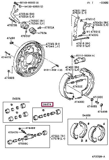 Toyota 04474-60010 Zestaw naprawczy cylindra hamulcowego kołowego 0447460010: Dobra cena w Polsce na 2407.PL - Kup Teraz!