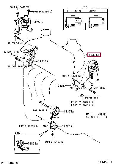 Toyota 12371-21041 Подушка двигателя 1237121041: Отличная цена - Купить в Польше на 2407.PL!