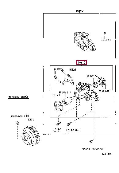 Toyota 16110-19176 Помпа водяная 1611019176: Отличная цена - Купить в Польше на 2407.PL!