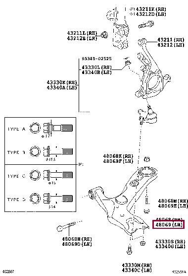 Toyota 48069-12300 Рычаг подвески передний нижний левый 4806912300: Отличная цена - Купить в Польше на 2407.PL!