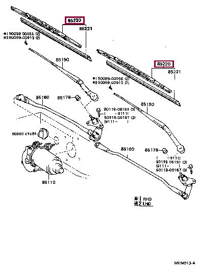 Toyota 85220-16880 Wiper blade 450 mm (18") 8522016880: Buy near me in Poland at 2407.PL - Good price!