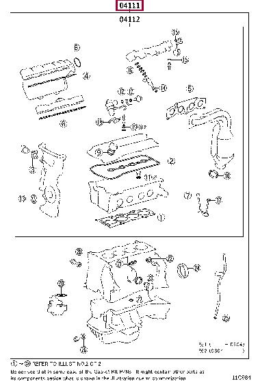 Toyota 04111-28810 Прокладка двигуна, комплект 0411128810: Приваблива ціна - Купити у Польщі на 2407.PL!