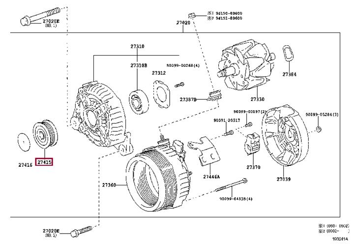 Toyota 27415-0W041 Freewheel clutch, alternator 274150W041: Buy near me in Poland at 2407.PL - Good price!