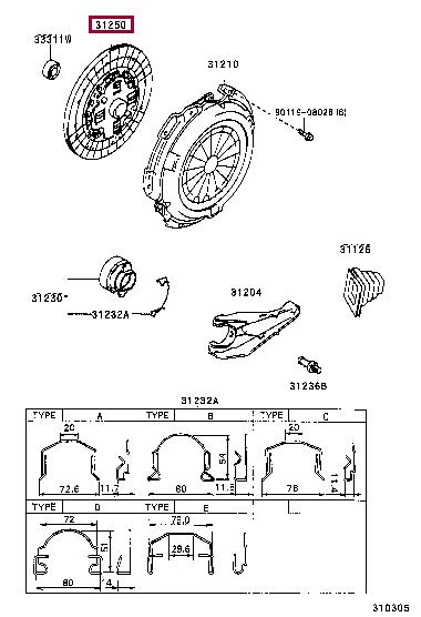 Toyota 31250-25130 Clutch disc 3125025130: Buy near me in Poland at 2407.PL - Good price!