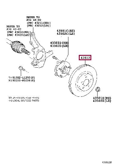 Toyota 43512-02330 Front brake disc ventilated 4351202330: Buy near me in Poland at 2407.PL - Good price!
